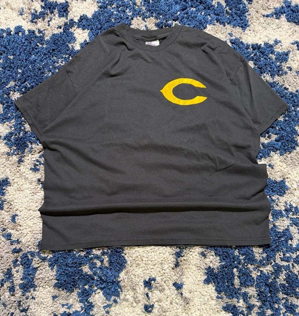 Hanes Heavyweight 50/50 Black T-Shirt with Yellow C Logo XL